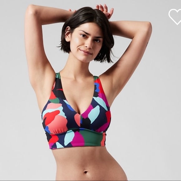 ❤️ Athleta Plunge Bikini Top D-DD // Tossed Floral Dress Blue - Picture 2 of 8